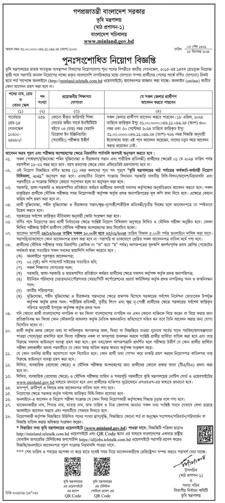 MINLAND Job Circular