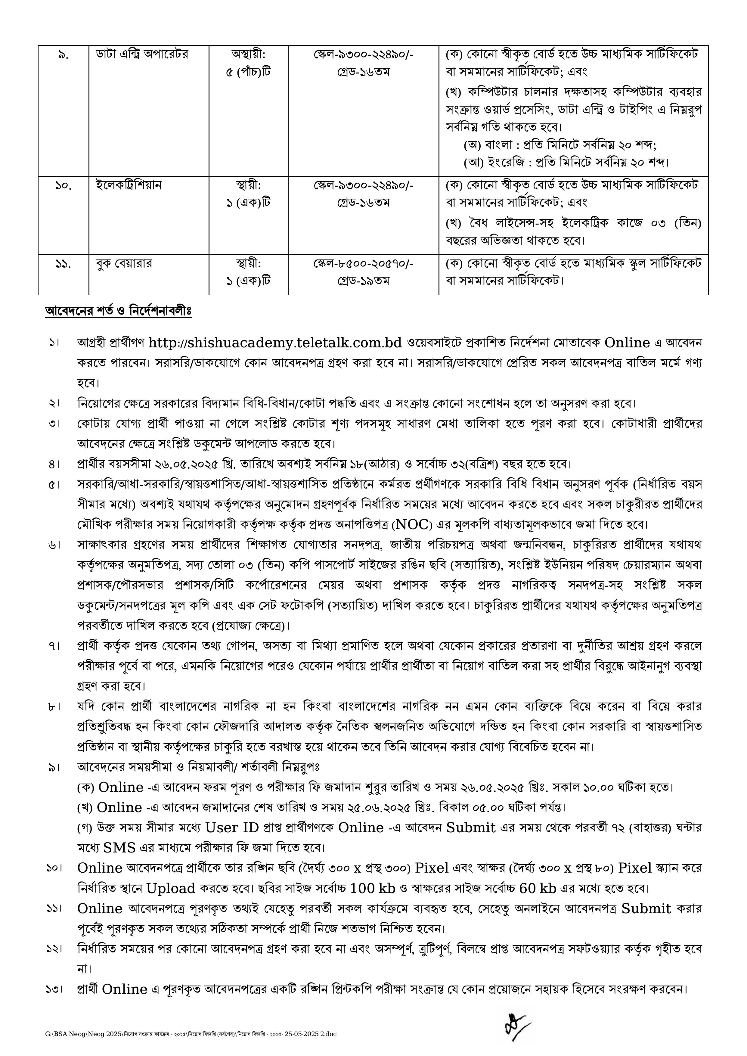 Bangladesh Shishu Academy Job Circular 2025 Image 1