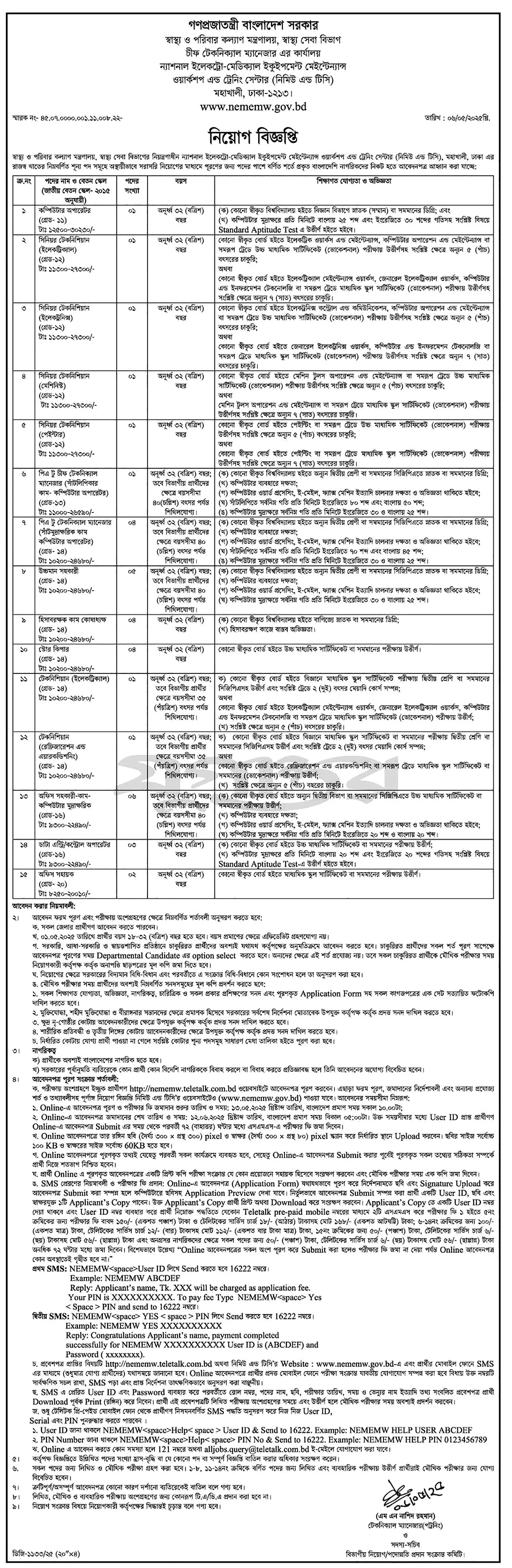NEMEMW Job Circular