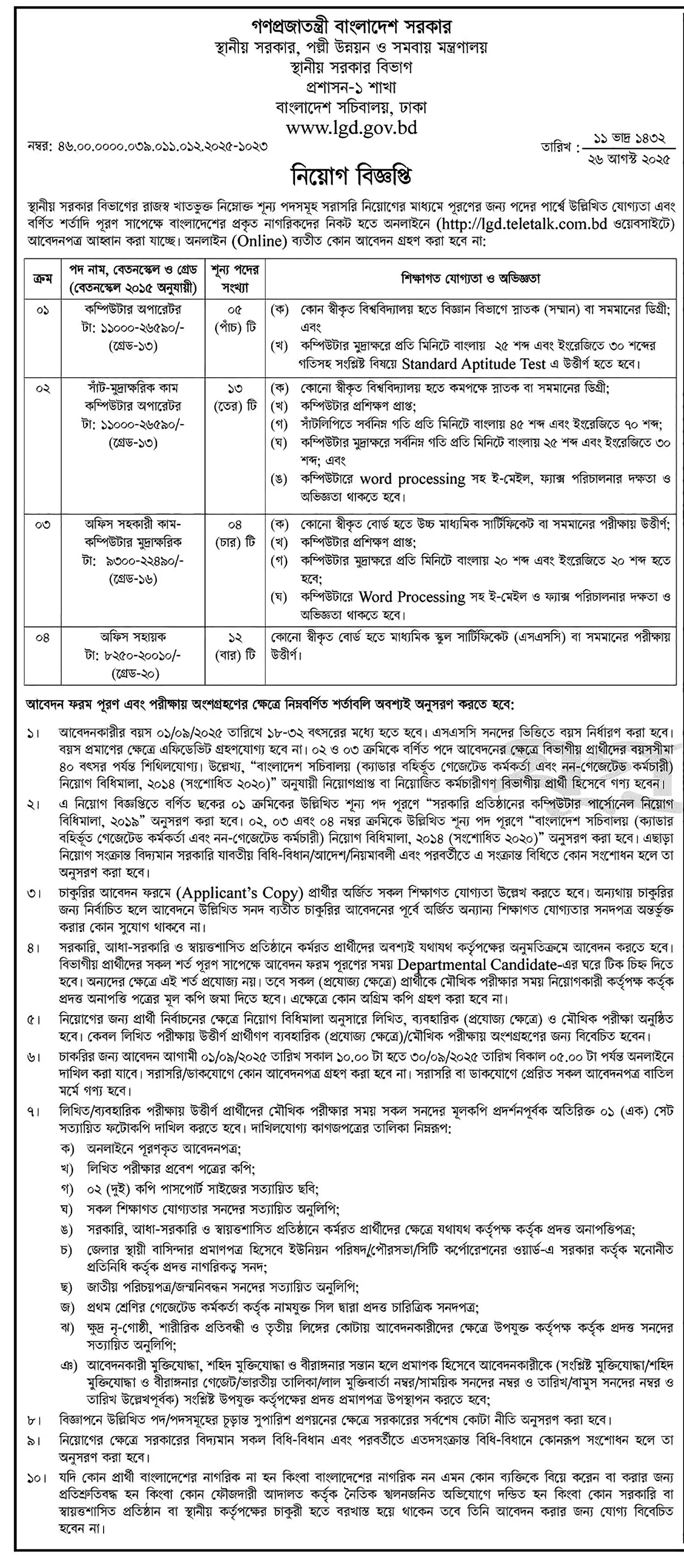LGD Job Circular 2025