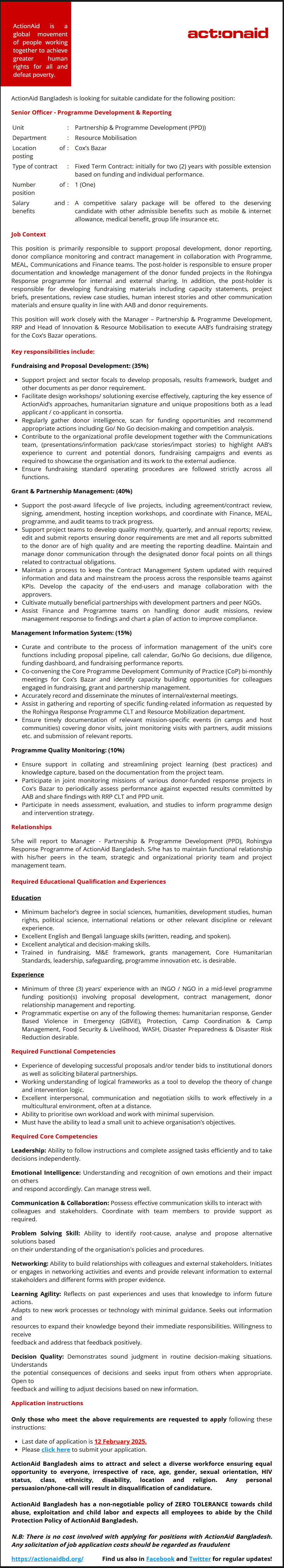 ActionAid Bangladesh Job Circular 2025 Image